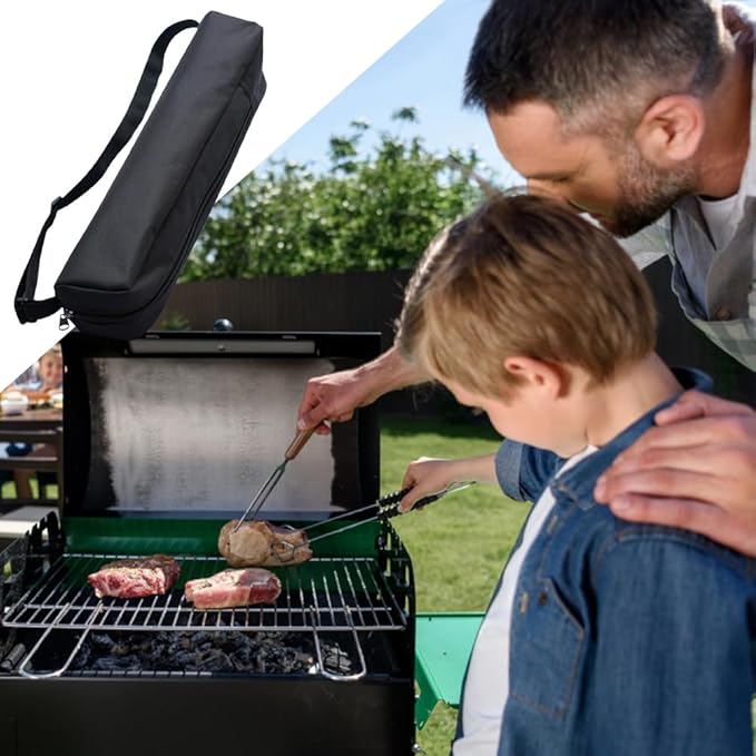 Grill Utensil Storage Bag, Grilling Bags for Outdoor Grilling, Foldable Grill Hardware & Tools BBQ Bag, Oxford Cloth Grill Utensil Storage Bag for Camping and Hiking BBQ(black)