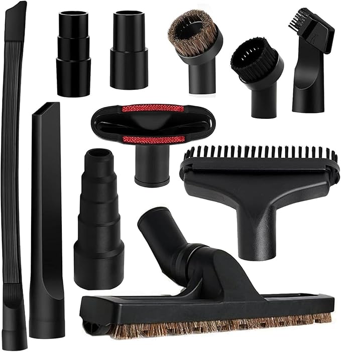 Universal 1/4 Inch Vacuum Attachments & Brushes Kit for Shop Vac Accessories 2 1/2" 1 1/4" Brush Attachment for Shop Vacuum Cleaner Attachments Brushes for Shop Vac Attachments Set of 11