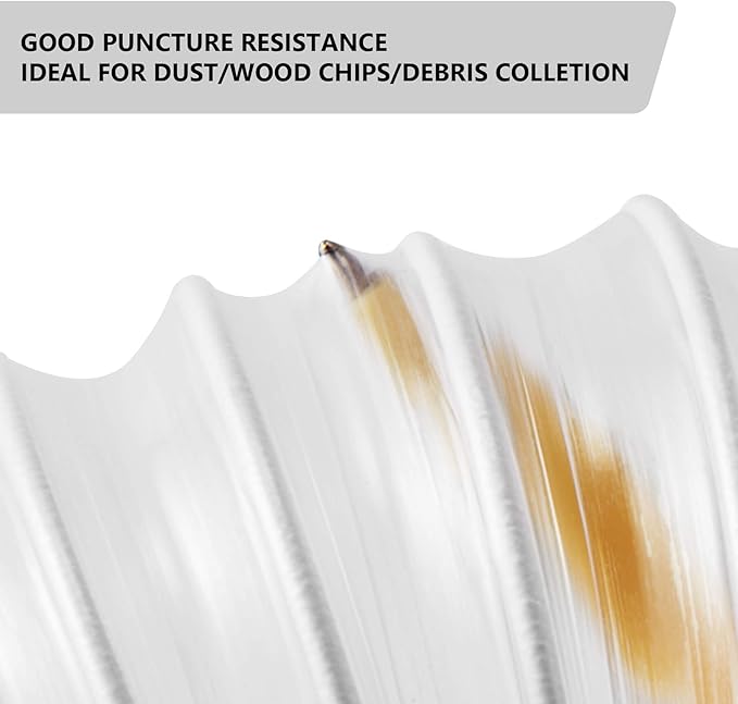 2 1/2" x 10' PVC Clear Dust Collection Hose, Puncture Resistant Fume Collection Hose with 4 Pieces Stainless Steel Clamps, Suitable for Dust Woods Debris Collection