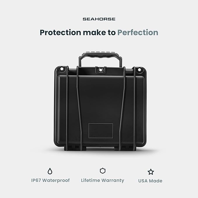 Seahorse 300 Heavy Duty Protective Dry Box Case with Accuform Foam - TSA Approved/Mil Spec / IP67 Waterproof/Airtight/USA Made for First Aid Kits, Emergency Box, Camera
