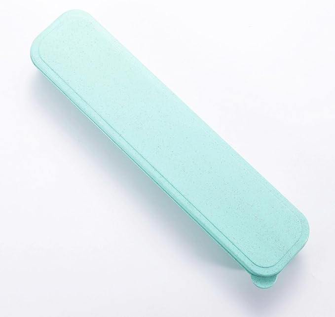 1Pcs Simple Utensil Holder with Lid, Reusable Utensils Wheat Straw Travel Cutlery Box,Portable Flatware Box Travel Tableware Storage Case, Simple Tableware Storage Box Case for Cutlery Kit (Green)