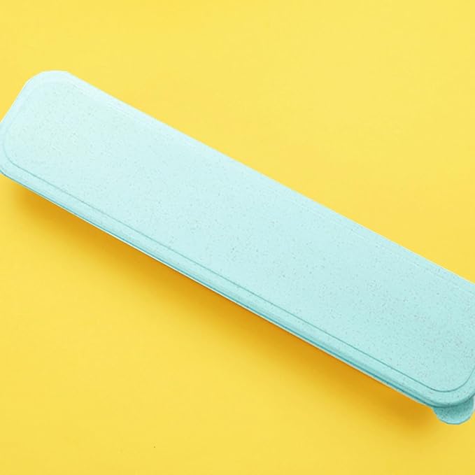 1Pcs Simple Utensil Holder with Lid, Reusable Utensils Wheat Straw Travel Cutlery Box,Portable Flatware Box Travel Tableware Storage Case, Simple Tableware Storage Box Case for Cutlery Kit (Green)