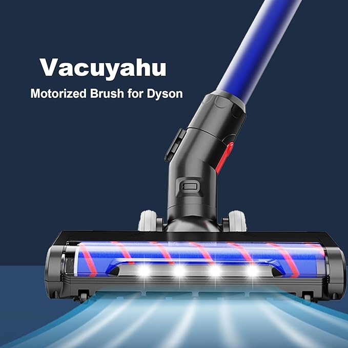Updated Motorized Nozzle with Headlights for Dyson V7 V8 Vacuum Cleaners, Motorhead Brush Attachment for HardWood Floor or Carpet Cleaning,Replacement Soft Roller Head for Dyson V7 Series