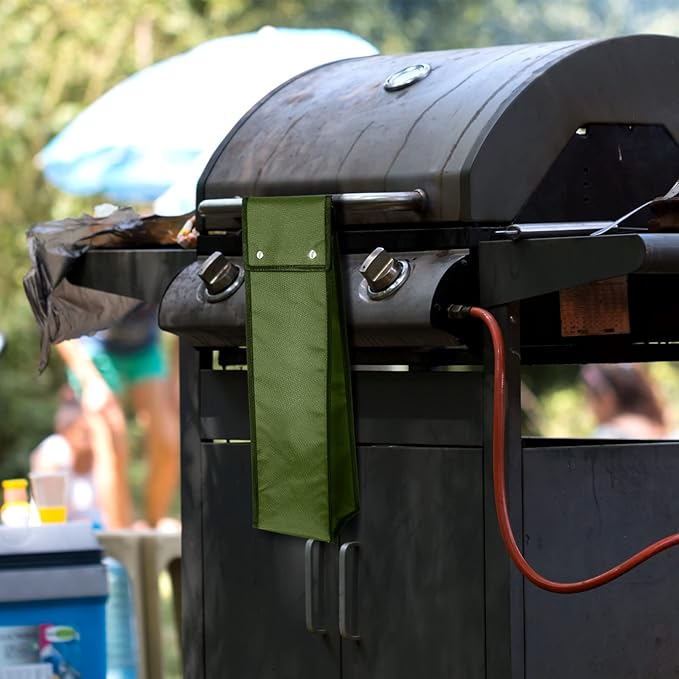 Grill Utensil Storage Bag BBQ Tool Storage Bags Barbecue Hardware Tool BBQ Utensil Holder Pouch Oxford Cloth Accessory Foldable for Camping Hiking(2 Pcs,Army Green)