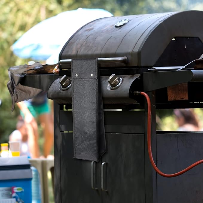 Grill Utensil Storage Bag BBQ Tool Storage Bags Barbecue Hardware Tool BBQ Utensil Holder Pouch Oxford Cloth Accessory Foldable for Camping Hiking(2 Pcs,Black)