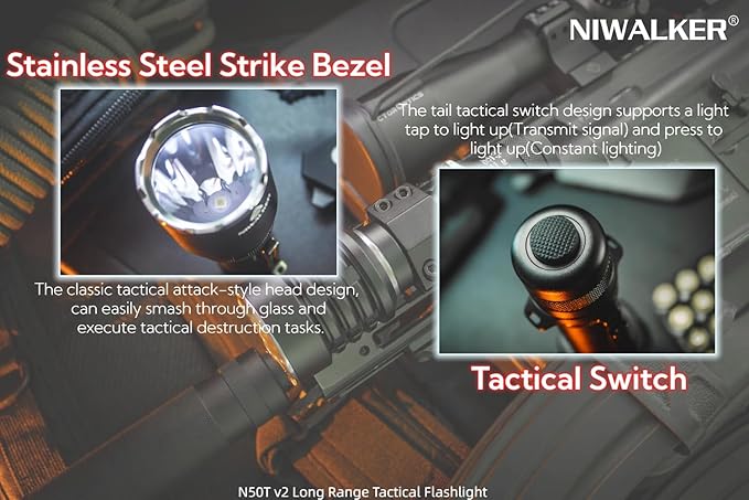 2300 High Lumen Tactical Flashlight, Type C Rechargeable Long Throw Outdoor Flashlights,875 Yards Long Range, IP68 Waterproof Flashlight
