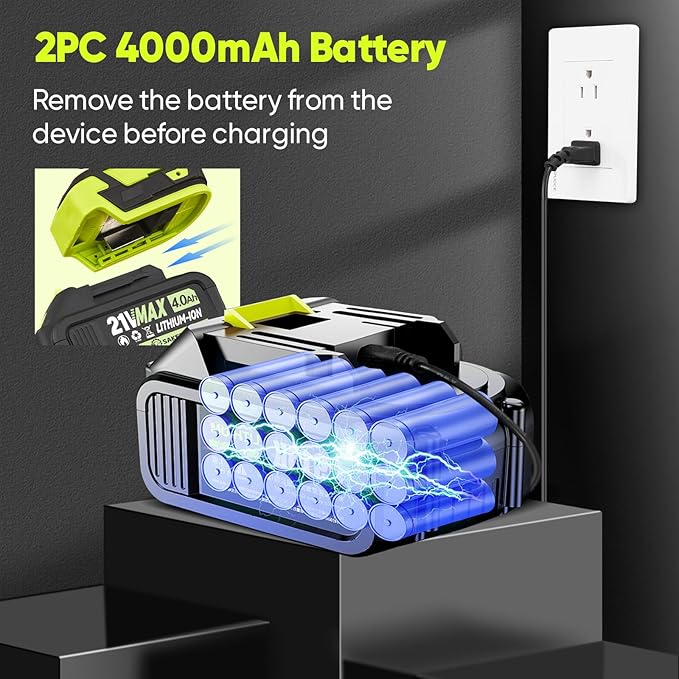 Portable Dust Cleaner, Blower Leaf Blower Cordless, Handheld Blower, Hand Blowers for Lawn Care, Patio Cleaning, 4.0Ah Battery, Charger Included (2 Battery with Storage Case)