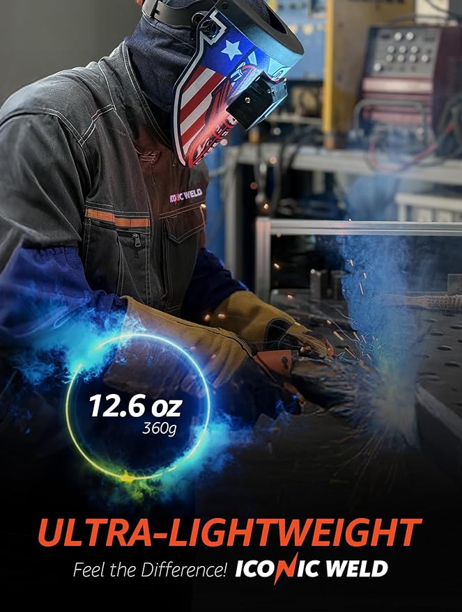 Auto Darkening Welding Helmet - Flip Up Lens, Lightweight, Shade #4/9-13 (Touchdown)