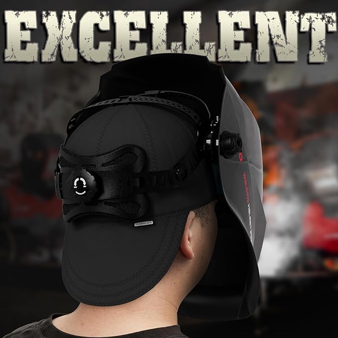 YESWELDER Welding Cap, All Black Style 7-3/4", Heat-Resistant Reversible Durable Protective Welders Cap