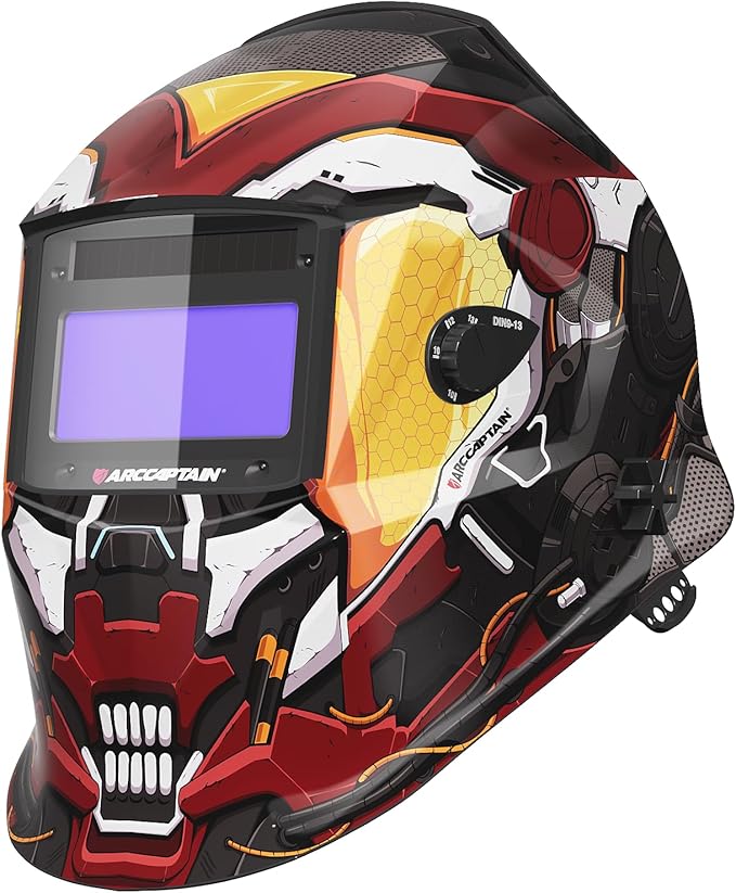 ARCCAPTAIN True Color Welding Helmet, 4 Arc Sensor Auto Darkening Welding Hood, Solar Powered Welding Mask, 1/1/1/1 Top Optical Clarity Welder Helmet, Wide Shade 4/9-13 for TIG MIG ARC, color15