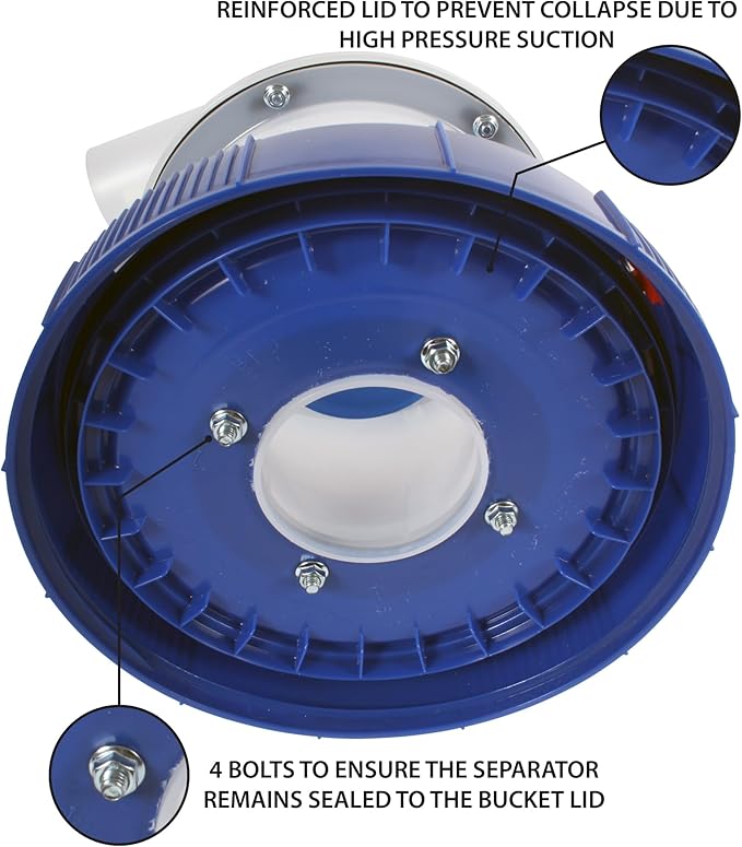 Assembled Quick Click Dust Separator with 5 Gallon Locking Collection Bin and Power Tool Adapter Set with 16 Ft. Hose