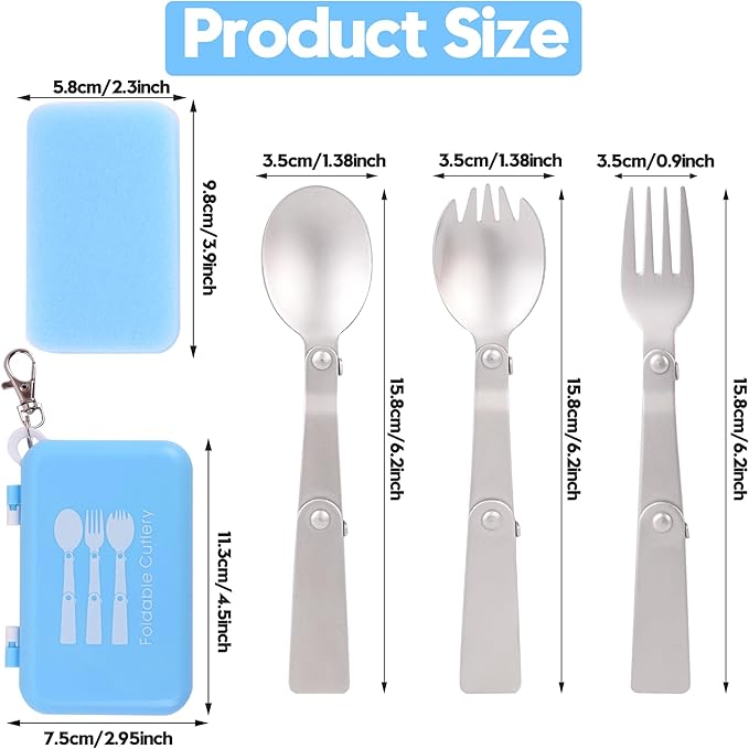 Foldable Fork and Spoon Set, 3pcs Portable Folding Spoon and Fork Set With Plastic Storage Case Foldable Spoons Portable Fork For Travel Camping Outdoors Picnic