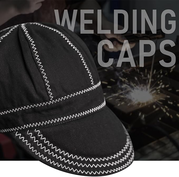 YESWELDER Welding Cap, Black 7-5/8", Heat-Resistant Reversible Protective Welders Cap