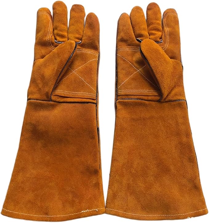 Leather MIG Welding Gloves - Heat Fire Resistant for Welding/Grilling/BBQ(Black/Brown/Blue)