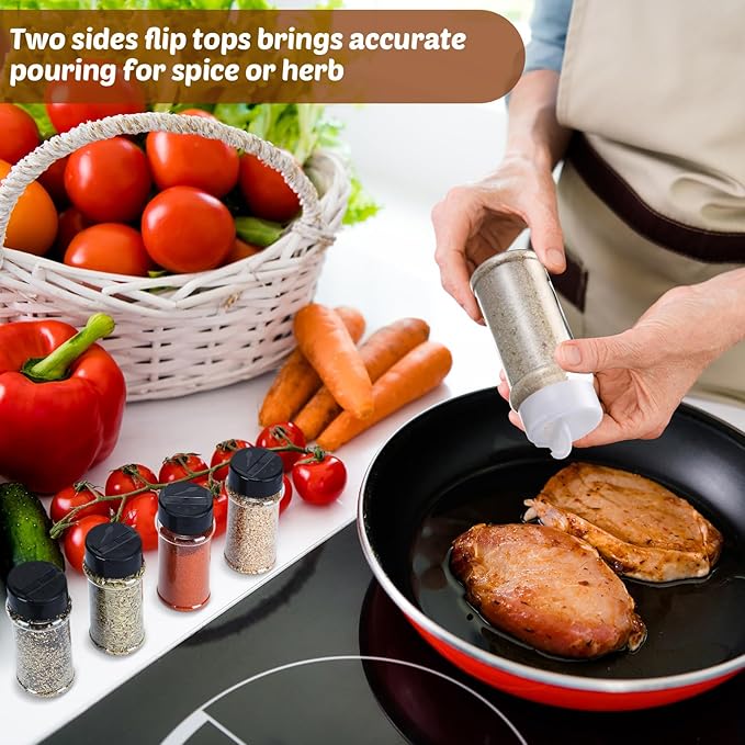 Eccliy 36 Pack 3 oz Clear Plastic Spice Jars with Label and Shaker Lids Empty Spice Bottles Seasoning Containers Seasoning Jars Shaker Condiment Pots for Pepper Herbs Powders (White)