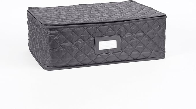 Covermates Keepsakes - Serveware Storage - Padded Protection - ID Window - Stain Resistant - Machine Washable - China Storage, Slate