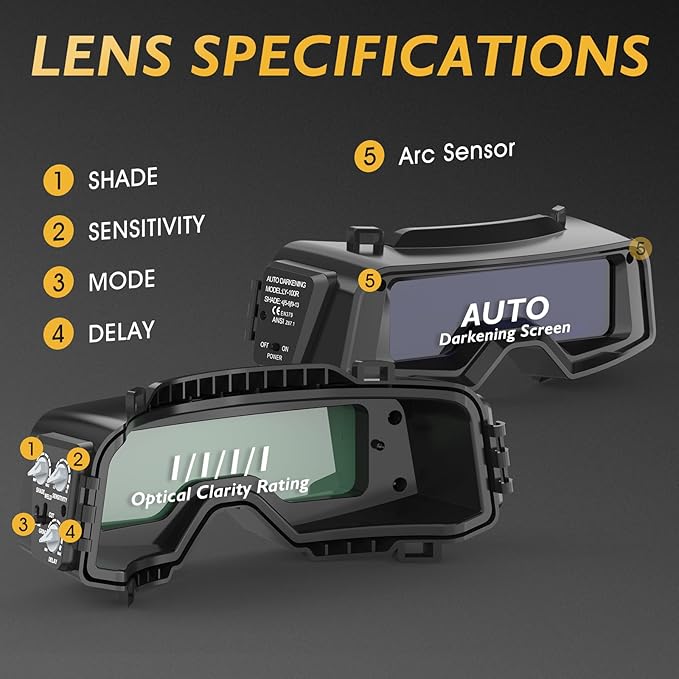 TOOLIOM Welding Goggles Auto Darkening True Color & Detachable Eye Protection Safety Goggles Face Shield Helmet Welding Glasses Welder Mask for Grind Cut TIG MIG Stick