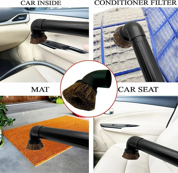Vacuum Accessories & Attachments for Shop Vac 2-1/2'' - Vacuum Dust Brush & Extension Wand Compatible with Vacuums Using 2-1/4'' Inner Diameter Accessories (Horsehair, 2-1/4'')