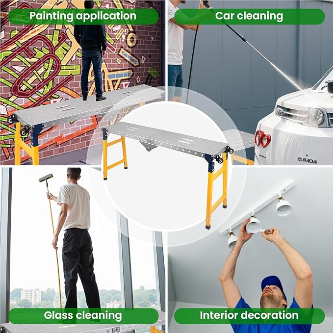 Carbon Steel Welding Table 65x12in, 1500LBS Foldable Welding Workbench with 5-Level Adjustable Height 29-48in, 4 Swivel Wheels Portable Welding Table for Workshop & Industrial Applications