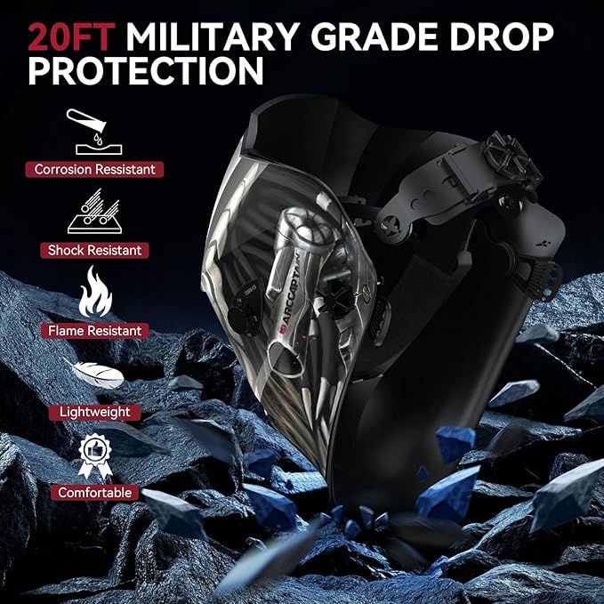 ARCCAPTAIN Auto Darkening Welding Helmet, 1/1/1/1 Top Optical Clarity Welder Helmet, 4 Arc Sensor 1/25000s Response Time True Color,Color06