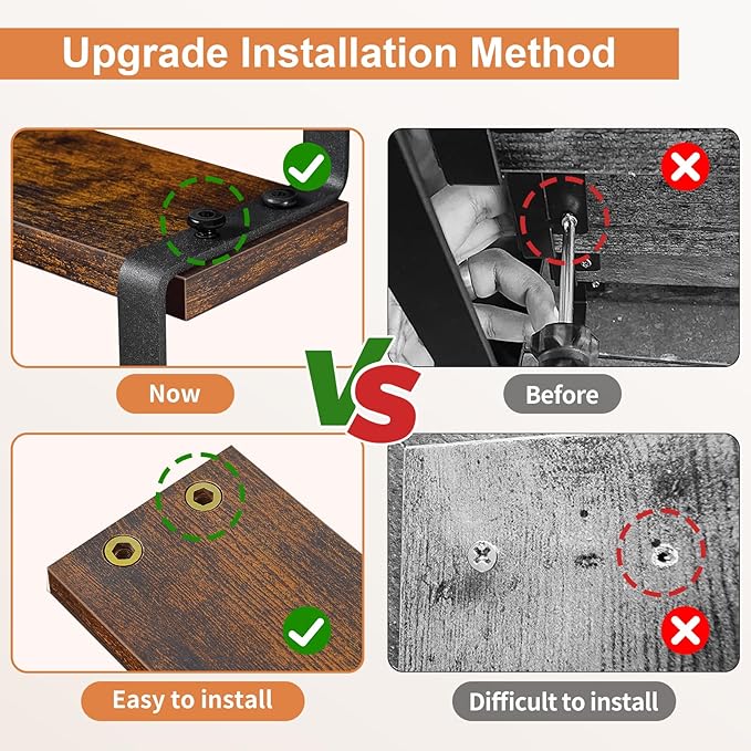 Giikin 3-Tier Spice Rack, 13.8 Inch Wood Countertop Spice Storage Holder, Kitchen Pantry Cabinet Organizer Cupboard for Spice Bottles, Jars, Seasonings, Baking Supplies, Metal Frame(Set of 2)