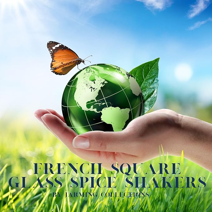 JARMING COLLECTIONS 8 oz Glass French Square Spice Jars with Shaker Lids - Elegant Design for Food Storage and Kitchen Organization - Enhance Your Spice Storage – Made in USA