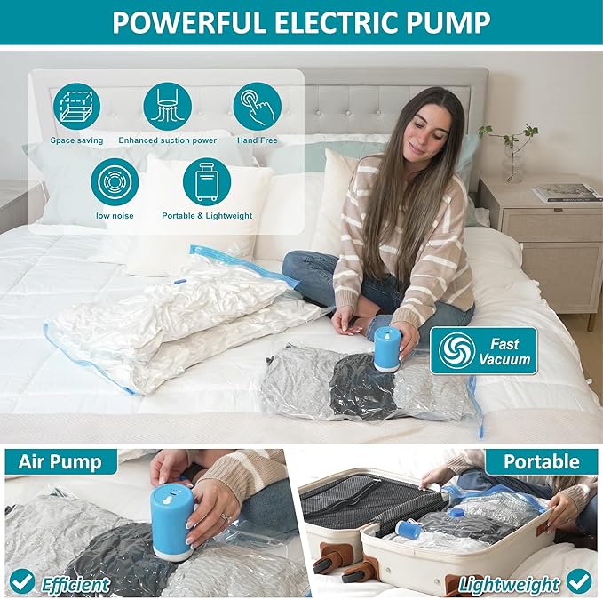 26 Pack Space Saver Storage Bags with Electric Air Pump