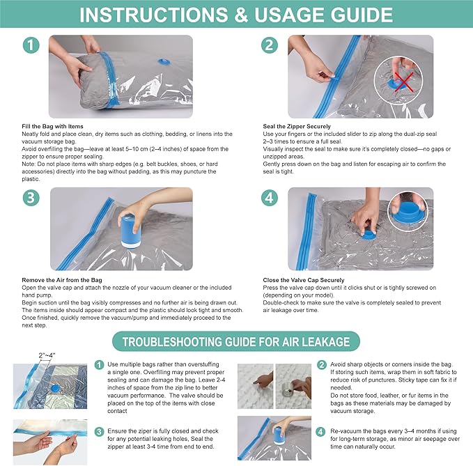 Travel Vacuum Bags with Electric Pump, 8 Pack Vacuum Travel Bags for Luggage and Suitcase, Vacuum Seal Space Saver Compression for Clothes Clothing