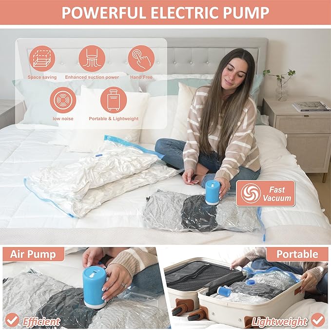 16 Pack Space Saver Storage Bags with Electric Air Pump