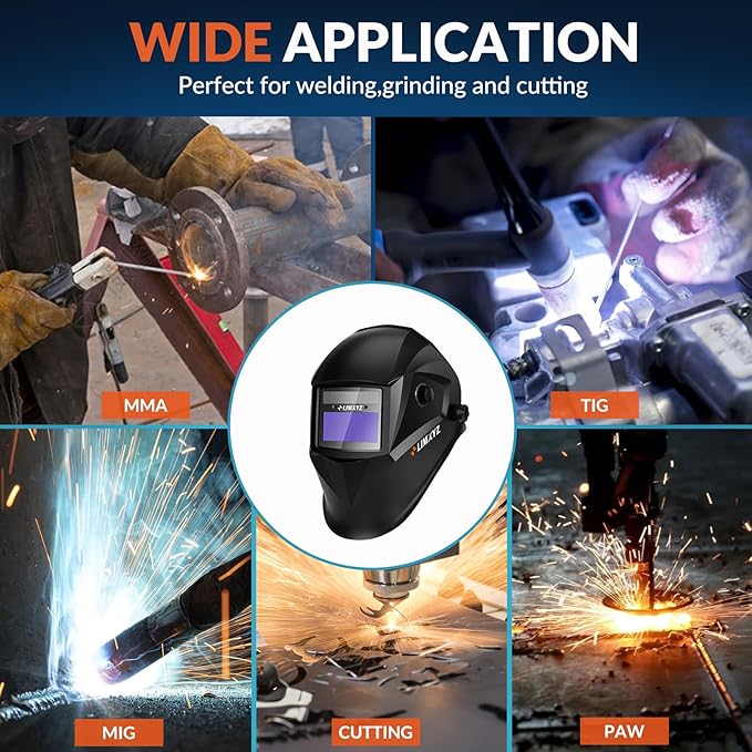 Welding Helmet Auto Darkening,Welding Hood Solar Powered 3.66 * 1.69",Mask With 2 Arc Sensors,Wide Shade 4/9-13 Suitable for TIG, MIG, MAG With Welding gloves (M-001)