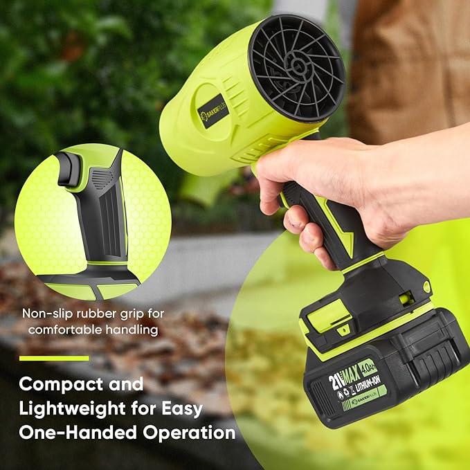Portable Dust Cleaner, Blower Leaf Blower Cordless, Handheld Blower, Hand Blowers for Lawn Care, Patio Cleaning, 4.0Ah Battery, Charger Included (2 Battery with Storage Case)