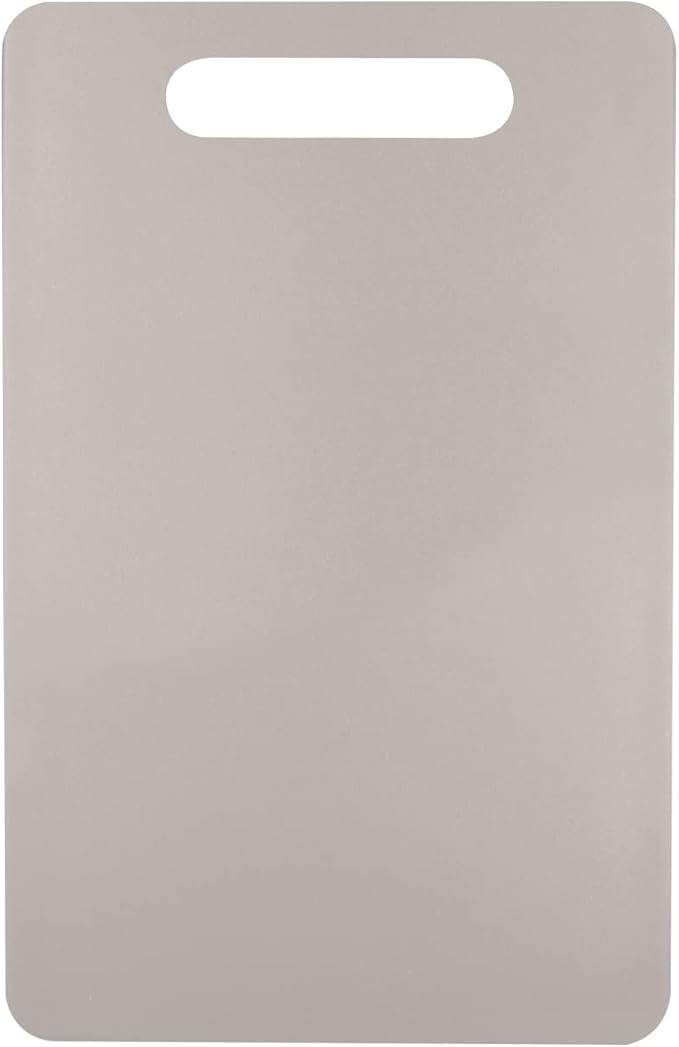 Fotouzy Plastic Utility Cutting Board with Handles, Food Safe PP Material, BPA Free, Dishwasher Safe, Thick Chopping Board, Large Size, Easy Grip Handle, for Kitchen (Almond)