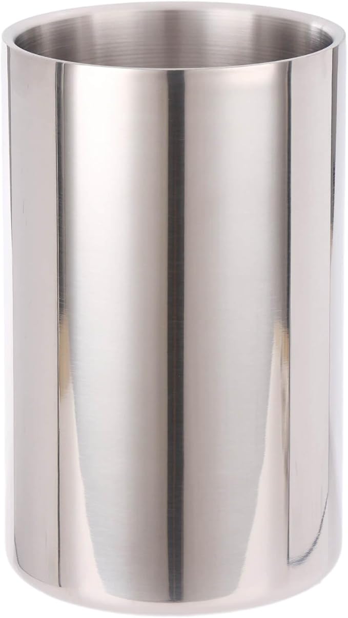 Double Wall Utensil Holder - 304 Stainless Steel Sleek Kitchen Utensil Holder for Countertop, Spatula Spoon Storage Organizer, Large Cooking Utensil Caddy Counter, Shining Utensil Crock, Mirror Polish