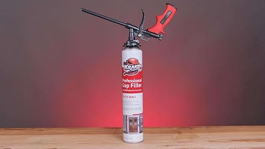 Kraken Bond Window & Door Expanding Foam Sealant - (1x24oz) Professional Gap Filling Gun Use Polyurethane Spray Foam, Low Expansion Waterproof Gap Filler, Gun&Cleaner Included - 1 Pack