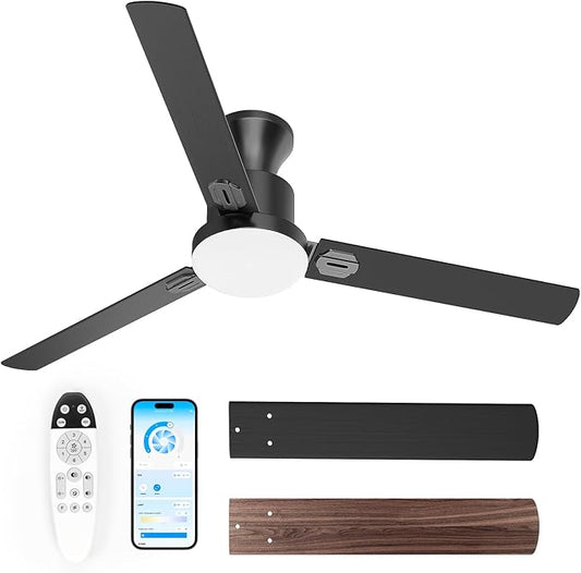 Obabala 60 Inch Ceiling Fan with Remote & APP, LED Light, 6-Speed Reversible DC Motor, Indoor & Outdoor Modern Ceiling Fan for Patio, Living Room, Bedroom