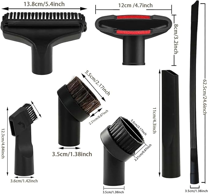 Universal 1/4 Inch Vacuum Attachments & Brushes Kit for Shop Vac Accessories 2 1/2" 1 1/4" Brush Attachment for Shop Vacuum Cleaner Attachments Brushes for Shop Vac Attachments Set of 11