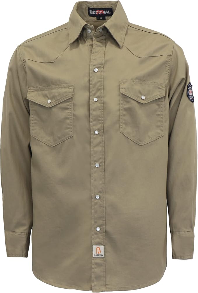 BOCOMAL FR Shirts 6.25oz Lightweight Welding Shirts Flame Resistant Men's Fire Retardant Shirt