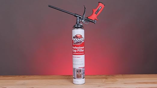 Kraken Bond Professional Expanding Foam Spray - (2x32oz) Low Expansion Polyurethane Foam Sealant Gap Filler for Holes, Gun Use, Gun&Cleaner Included - 2 Pack