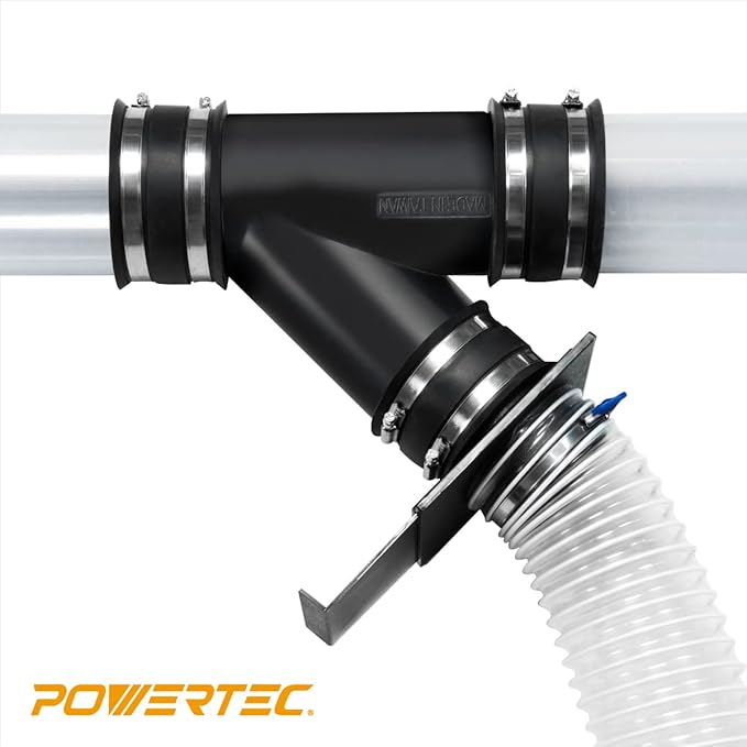 POWERTEC 70149-P6 4 Inch Dust Control Flex Cuff with Steel Hose Clamps, Hose Connector Rubber Cuff Coupler For Woodworking Dust Collection Fittings, Dust Collector Accessories & Machinery, 6 pack