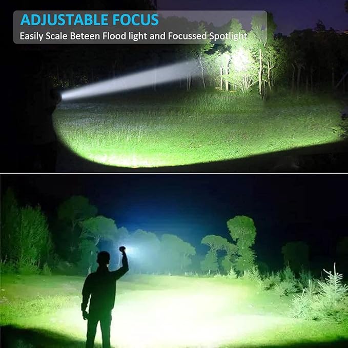 Hoxida Rechargeable Flashlight(Battery Included), Magnetic LED Flashlight with COB sidelight, 1200 Lumen Super Bright LED, Waterproof, Zoomable, 4 Modes Best Flashlight for Camping, Emergency