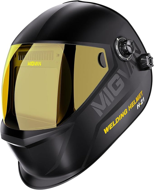 Welding Helmet Auto Darkening True Color Large Viewing, Welding Hood Solar/Rechargeable Battery Powered, Wide Shade 4/5-13 with 4 Arc Sensor, Optical Clarity Welder Mask for TIG MIG Stick Cut Grind