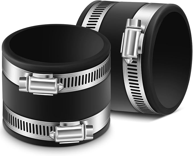 Minatee Dust Control Flex Cuffs with Stainless Steel Hose Clamps, Flexible PVC Coupling for Plastic and Copper Plumbing Connections, Connector Ports Dust Collection Fittings(2-1/2 Inch, 2 Pcs)