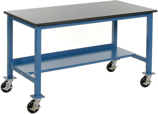 Global Industrial Mobile Lab Workbench, Phenolic Resin Safety Edge, 72" W x 36" D, Blue
