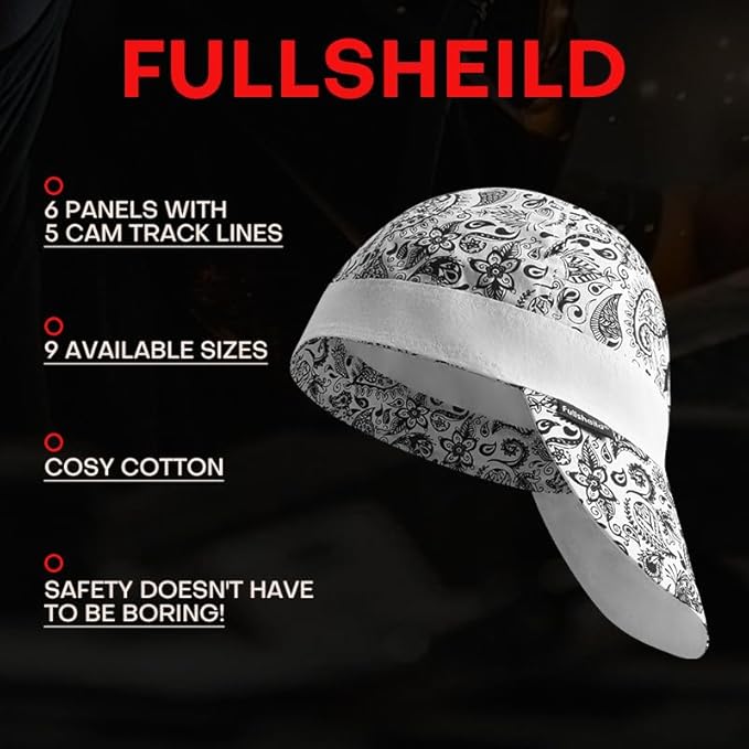 Fullsheild Reversible Welding Cap, Lightweight Cotton Comforts for Safety and Protection, FR 6 Pannel Printed Caps