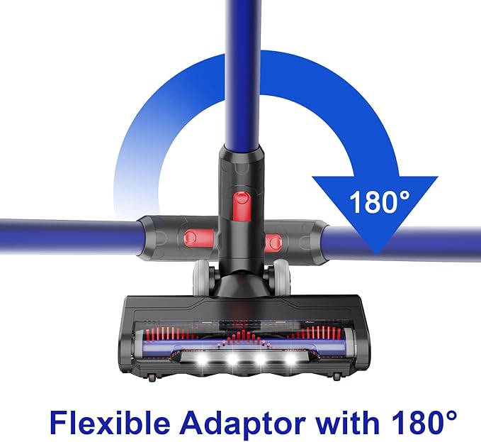 Updated Motorized Nozzle with Headlights for Dyson V7 V8 Vacuum Cleaners, Motorhead Brush Attachment for HardWood Floor or Carpet Cleaning,Replacement Soft Roller Head for Dyson V7 Series