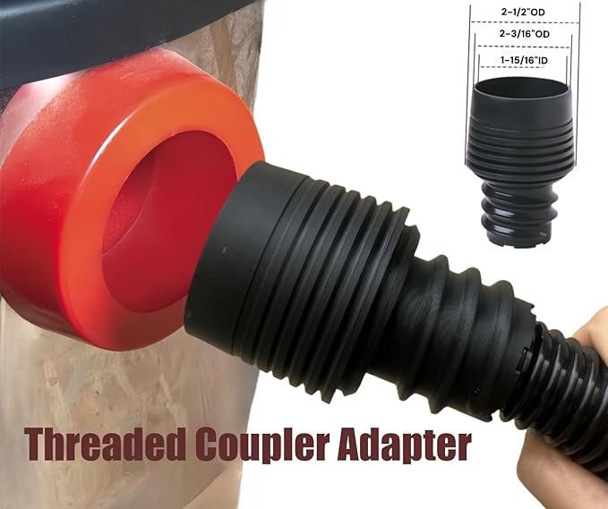 Dust Collection Hose Kit with 2 Fittings and Reducer Connects 2-1/2" and 2-1/4" ID for Woodworking Power Tools Home and Wet/Dry Shop Vacuums