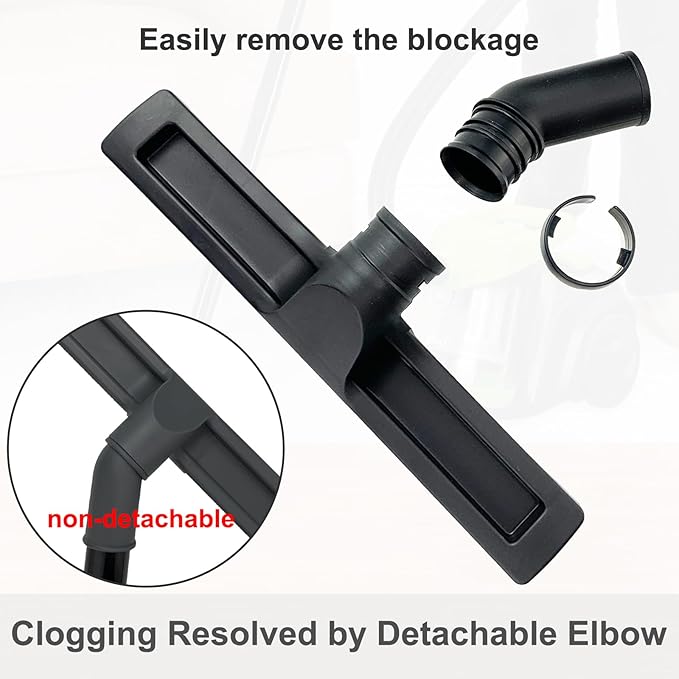 Hardwood Brush Vacuum Attachment for 1 1/4" 2 1/2" Shopvac Wet Dry Vacs, Horsehair Bristles Parquet Nozzle, 12" Shop Vac Floorhead Accessory (1.25" Hard Floor Head & 2.5" Vac Hose Adapter)