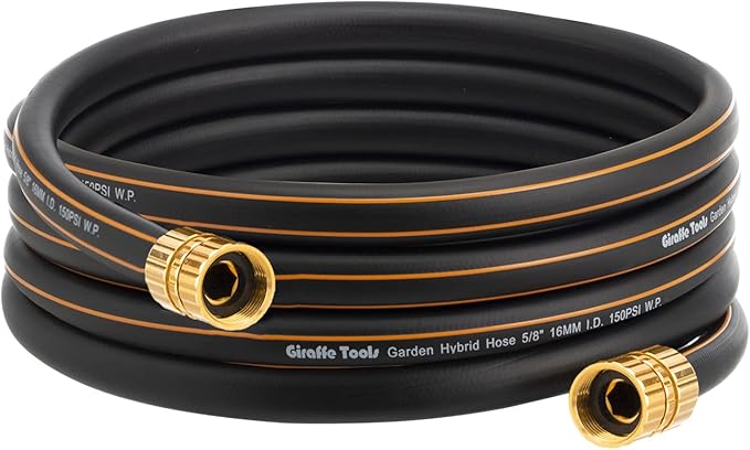 Giraffe Hybrid Leader Hose 5/8" x 15ft Custom Length, No Kink, Flexible, Leakproof Water Hose with Female to Female Fittings, 600 Burst PSI