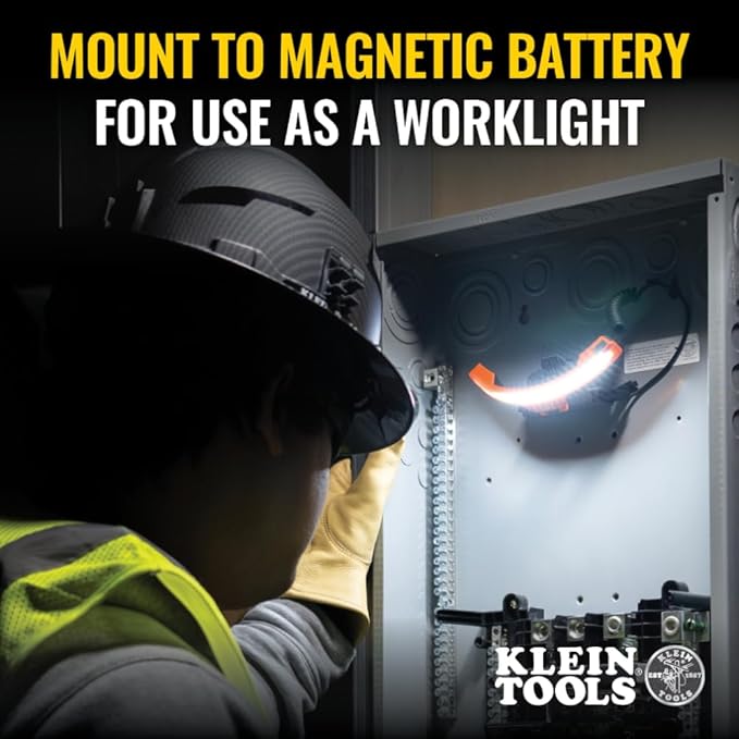 Klein Tools KHH56308 Rechargeable LED Wide-Beam Headlamp for Klein Tools Hard Hats, 770 Lumens, for Work, Battery and Mount Included