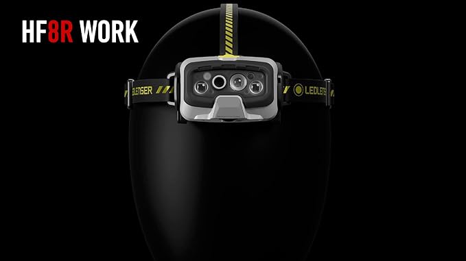 Ledlenser HF8R Work Hands Free, Rechargeable Headlamp, Dust and Water Resistant, 1600 Lumens, Yellow